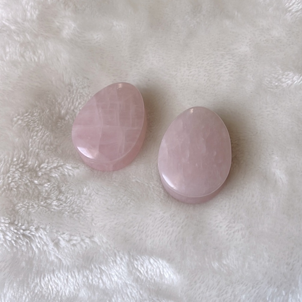 🔴 1" Crystal Rose Quartz Tear Drop Shape Gauges